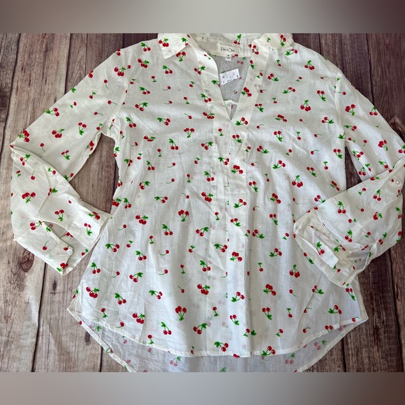 Eden & Olivia Tops - Eden & Olivia Women Top Medium Pullover Shirt Cherry Print NEW